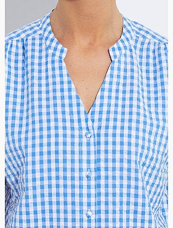 Blusa a cuadros con mangas cortas tipo kimono - Afibel