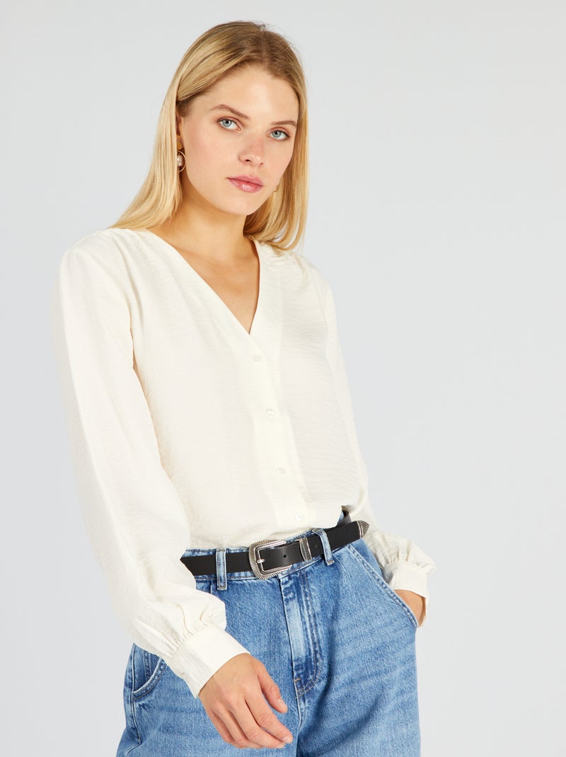 Blusa abotonada BEIGE - Kiabi