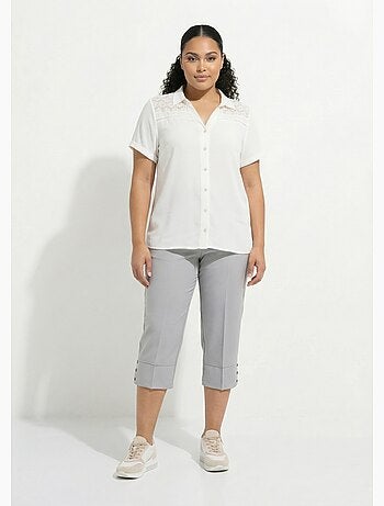 Blusa abotonada encaje y calado - Afibel