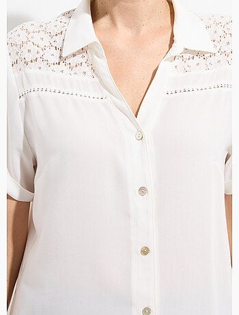 Blusa abotonada encaje y calado - Afibel