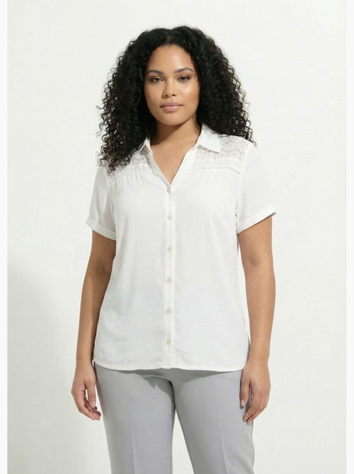 Blusa abotonada encaje y calado - Afibel - Kiabi