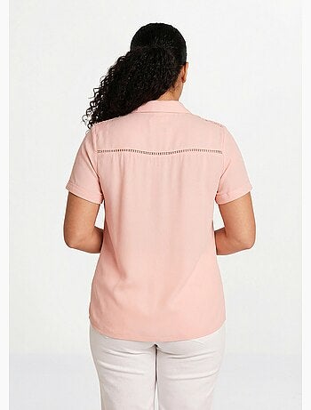 Blusa abotonada encaje y calado - Afibel