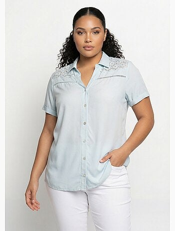 Blusa abotonada encaje y calado - Afibel