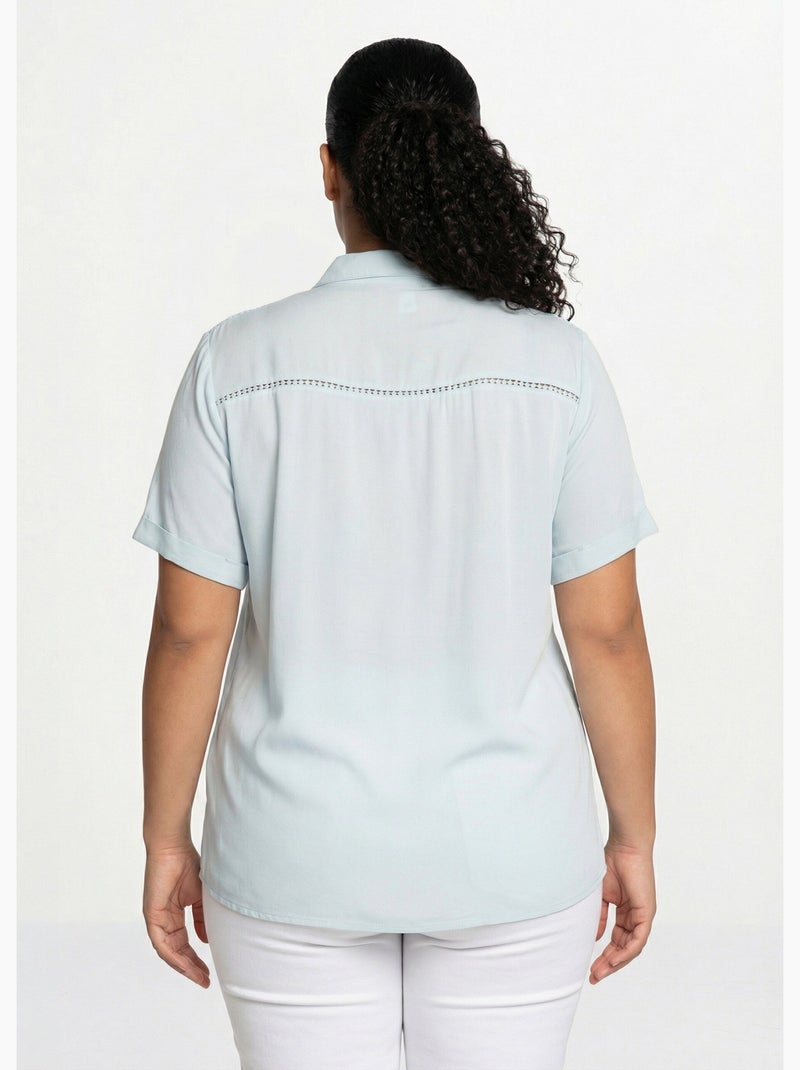 Blusa abotonada encaje y calado - Afibel Verde - Kiabi