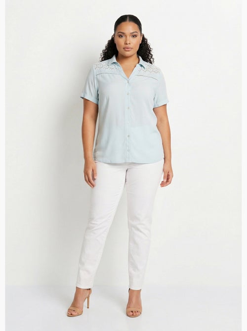 Blusa abotonada encaje y calado - Afibel - Kiabi