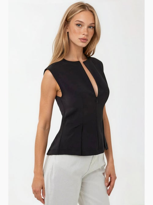 Blusa ajustada con cuello con cremallera hiccup - Kiabi Blusa ajustada con cuello con cremallera hiccup - Kiabi