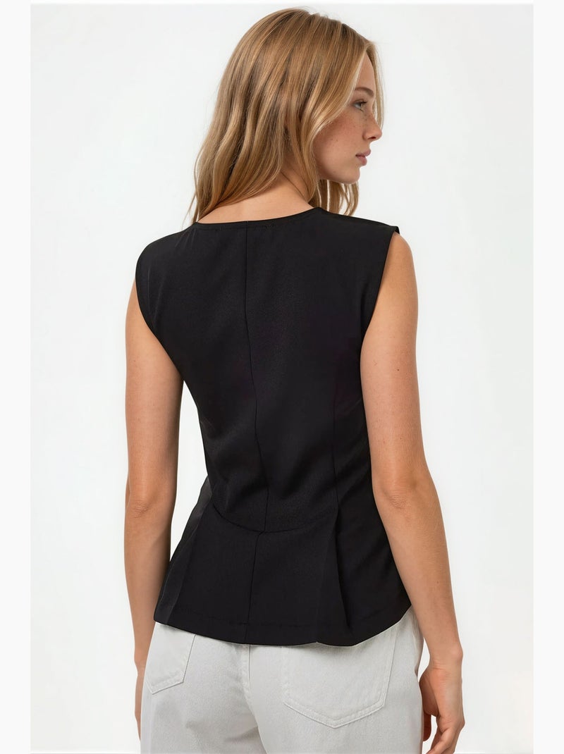 Blusa ajustada con cuello con cremallera hiccup Negro - Kiabi