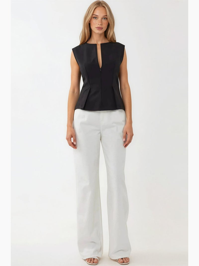 Blusa ajustada con cuello con cremallera hiccup Negro - Kiabi