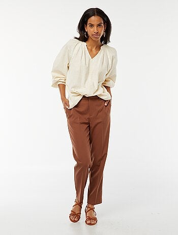Blusa ancha de algodón con bordados