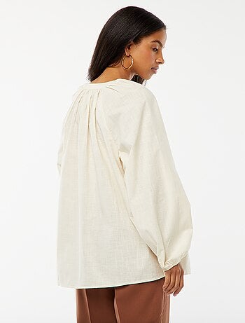 Blusa ancha de algodón con bordados