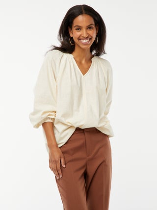 Blusa ancha de algodón con bordados