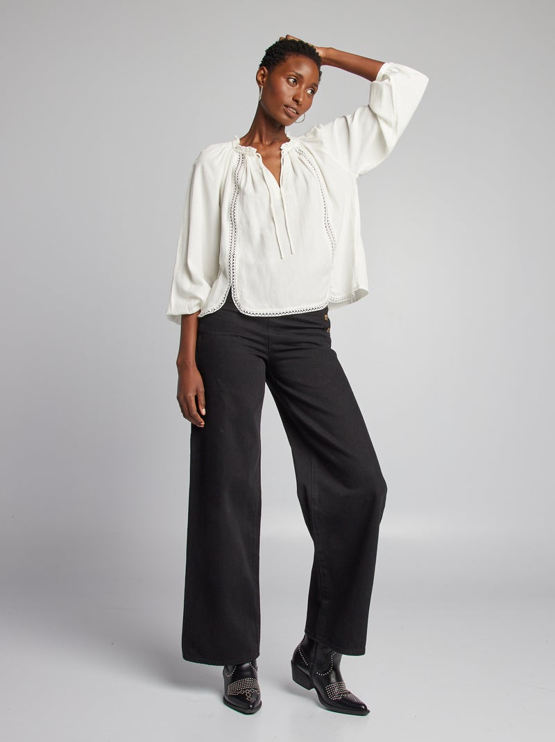 Blusa ancha de mezcla de lino BEIGE - Kiabi
