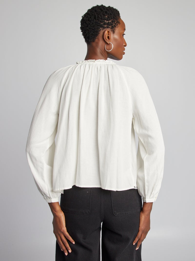 Blusa ancha de mezcla de lino BEIGE - Kiabi