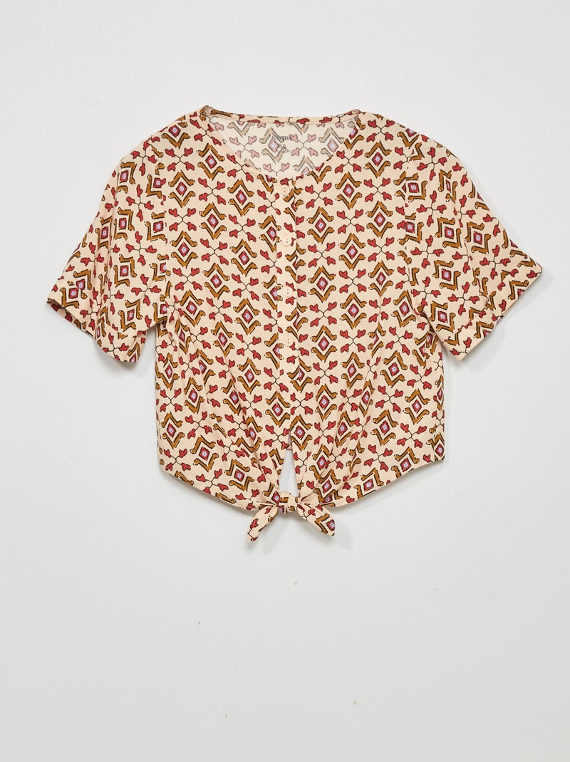 Blusa anudable con estampado BEIGE - Kiabi