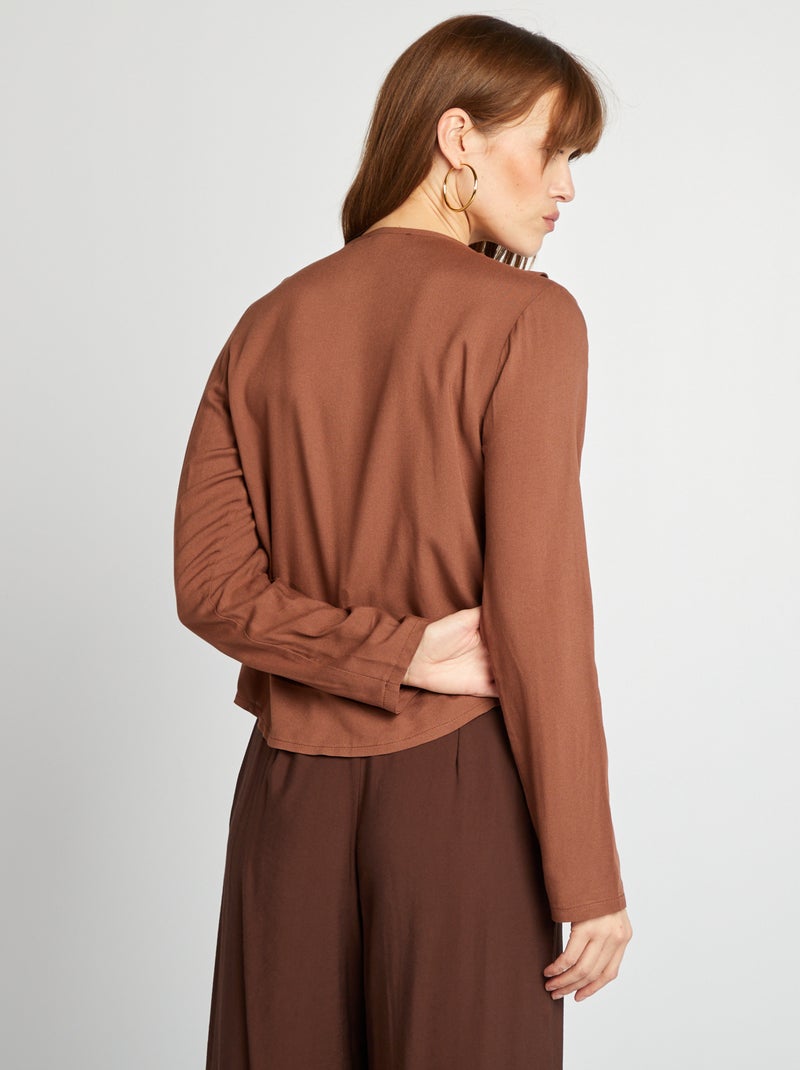 Blusa anudable con volantes MARRON - Kiabi