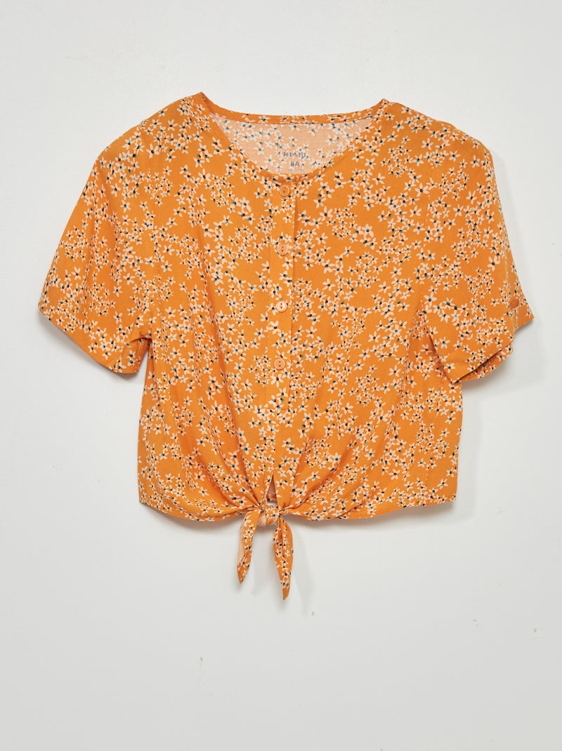 Blusa anudable en la parte delantera AMARILLO - Kiabi
