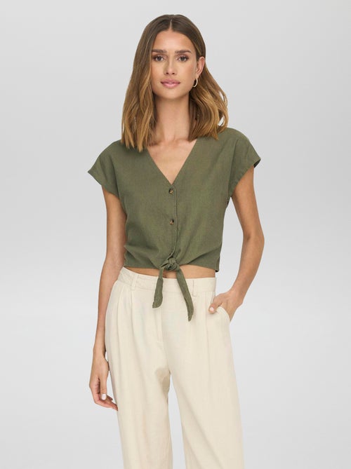 Blusa anudada con cuello de pico 'JDY' - Kiabi