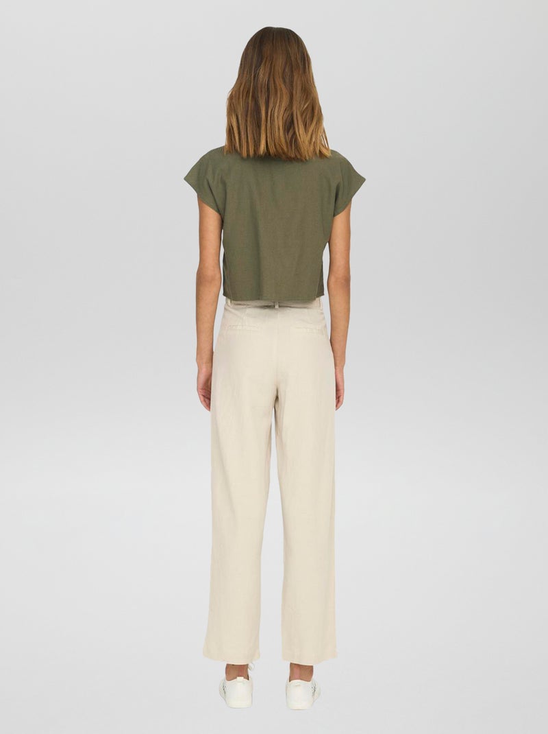 Blusa anudada con cuello de pico 'JDY' KAKI - Kiabi