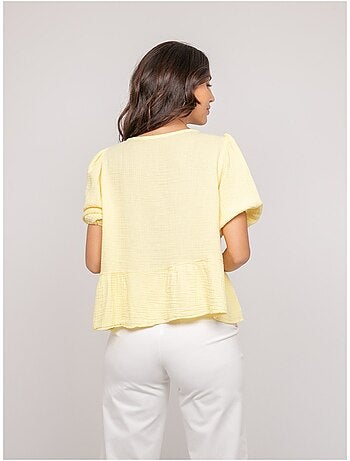 Blusa anudada de gasa de algodón OLERVIE