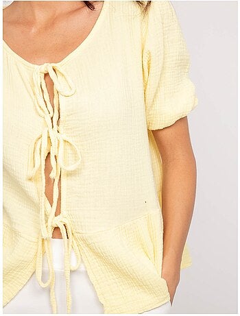 Blusa anudada de gasa de algodón OLERVIE