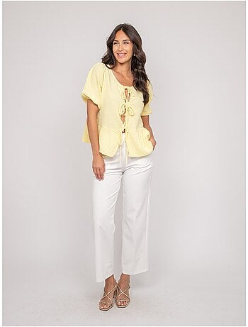 Blusa anudada de gasa de algodón OLERVIE