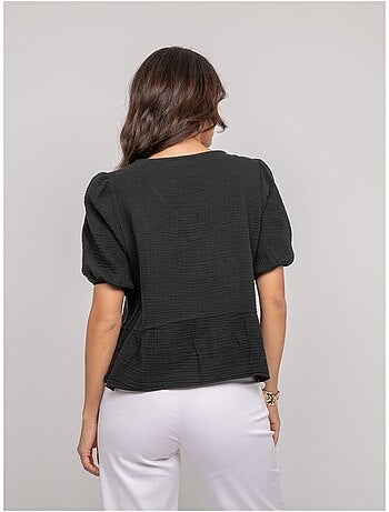 Blusa anudada de gasa de algodón OLERVIE