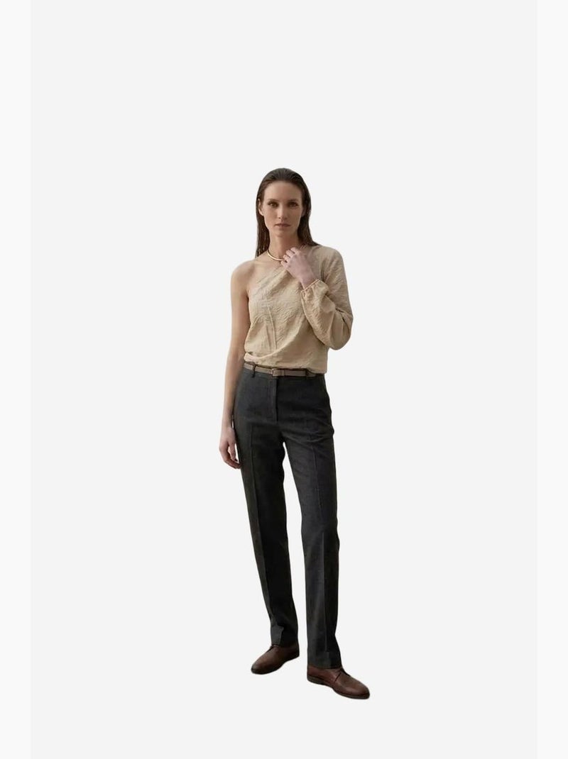 Blusa asimétrica de popelina de algodón con abertura my fashion Beige arcilla - Kiabi