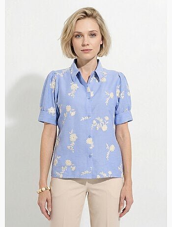 Blusa bordada con mangas abullonadas - Afibel