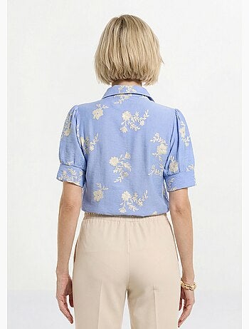 Blusa bordada con mangas abullonadas - Afibel