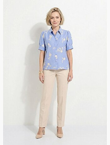 Blusa bordada con mangas abullonadas - Afibel