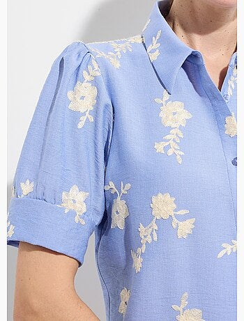 Blusa bordada con mangas abullonadas - Afibel