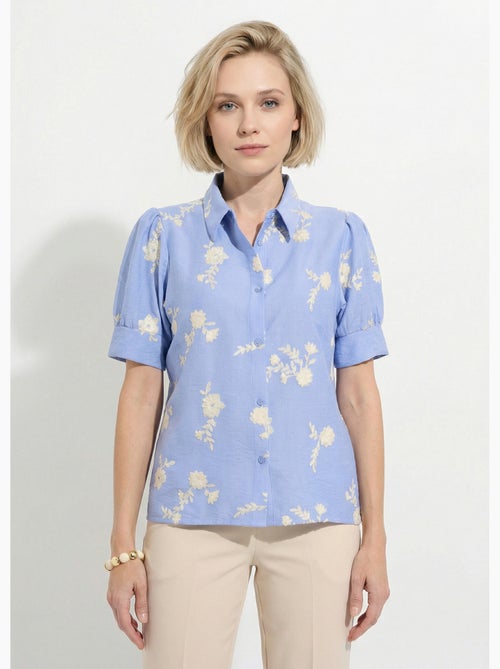 Blusa bordada con mangas abullonadas - Afibel - Kiabi