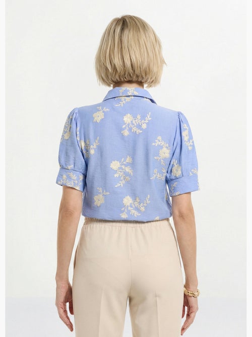 Blusa bordada con mangas abullonadas - Afibel - Kiabi