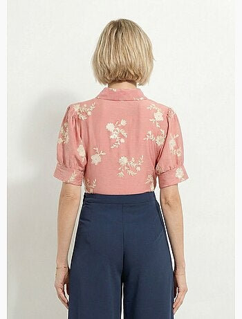 Blusa bordada con mangas abullonadas - Afibel