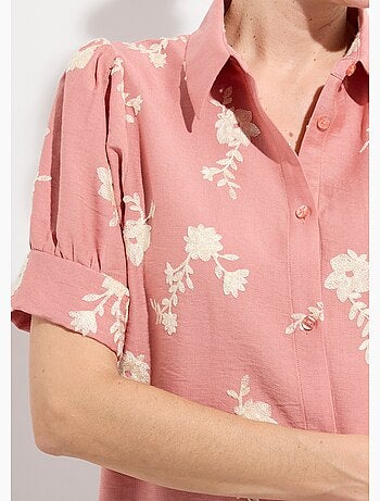 Blusa bordada con mangas abullonadas - Afibel