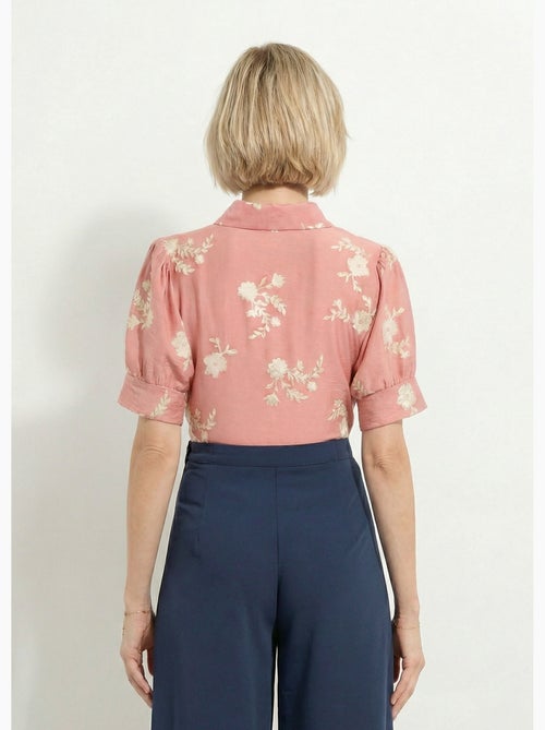Blusa bordada con mangas abullonadas - Afibel - Kiabi