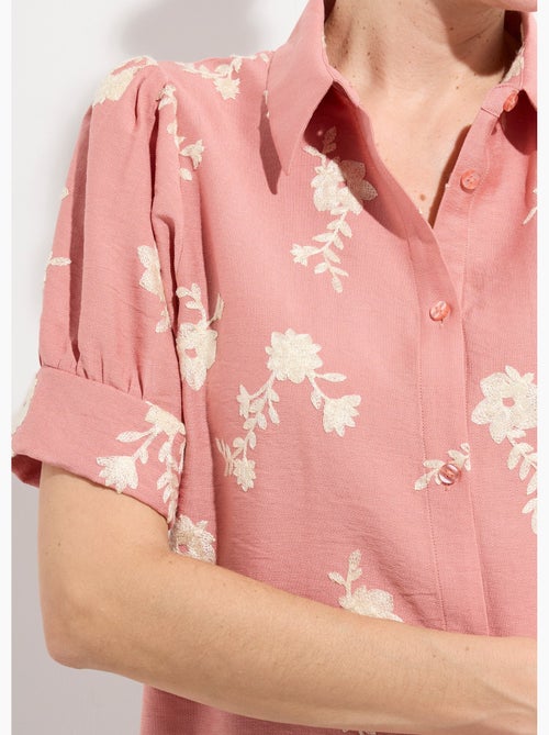 Blusa bordada con mangas abullonadas - Afibel - Kiabi