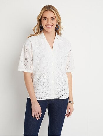 Blusa bordada de manga corta - Afibel