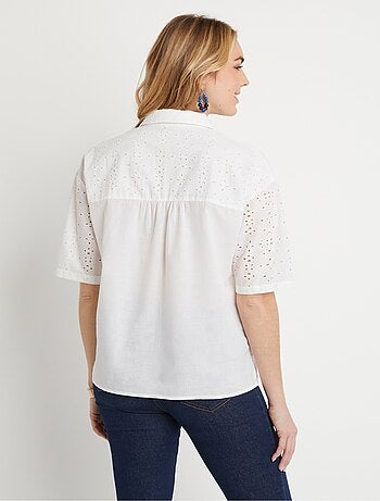 Blusa bordada de manga corta - Afibel