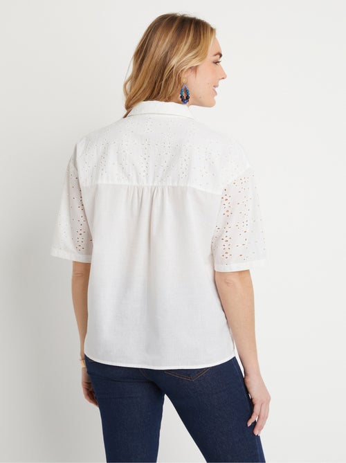 Blusa bordada de manga corta - Afibel - Kiabi