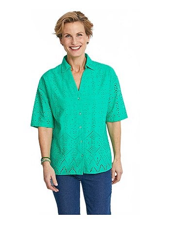 Blusa bordada de manga corta - Afibel