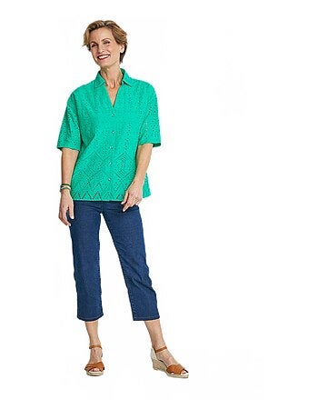 Blusa bordada de manga corta - Afibel