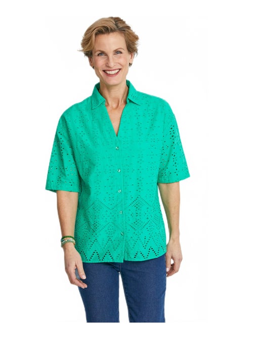 Blusa bordada de manga corta - Afibel - Kiabi