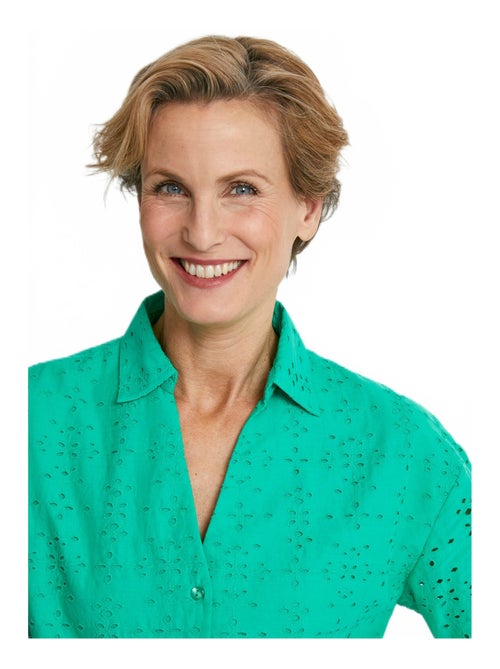 Blusa bordada de manga corta - Afibel - Kiabi