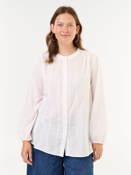 Blusa bordada de manga larga - Kiabi