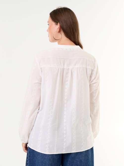 Blusa bordada de manga larga - Kiabi