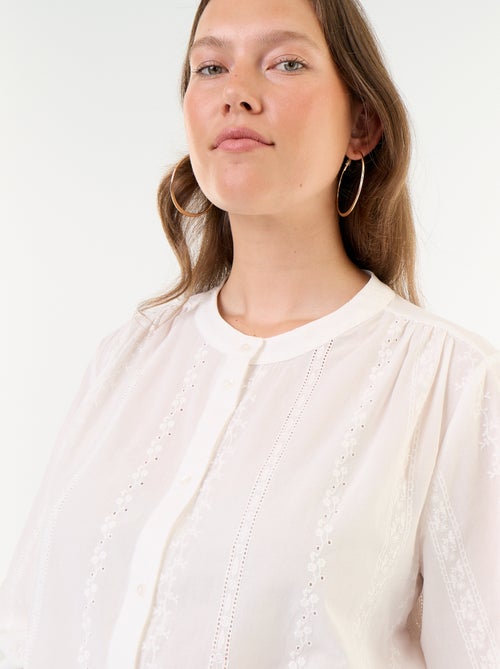 Blusa bordada de manga larga - Kiabi