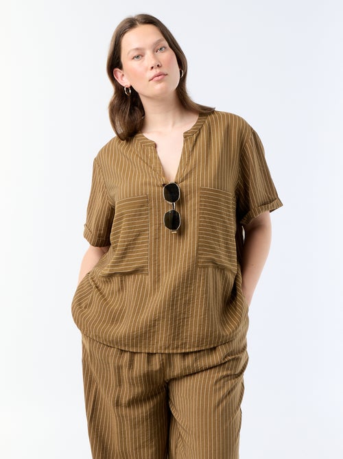 Blusa caftán de viscosa fluida - Kiabi