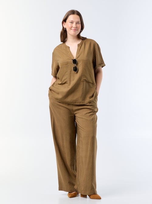 Blusa caftán de viscosa fluida - Kiabi