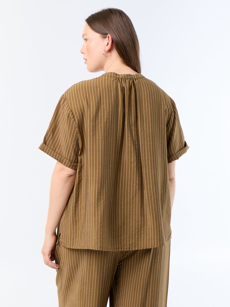 Blusa caftán de viscosa fluida Caqui - Kiabi